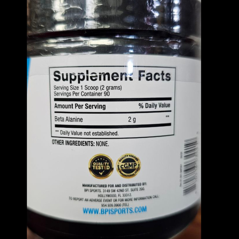 پودر بتا آلانین خالص بی پی آی اسپورت 180 گرم BPI Sports Pure Beta-Alanine 180gجدید