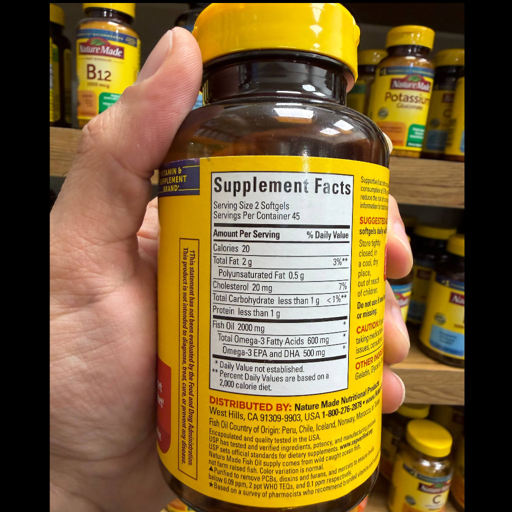 سافت ژل امگا 3 و روغن ماهی 1000 میلیگرم نیچرمید 90 عددی Nature Made Fish Oil 1000mg (300mg Omega-3) 90 Softgelsجدید