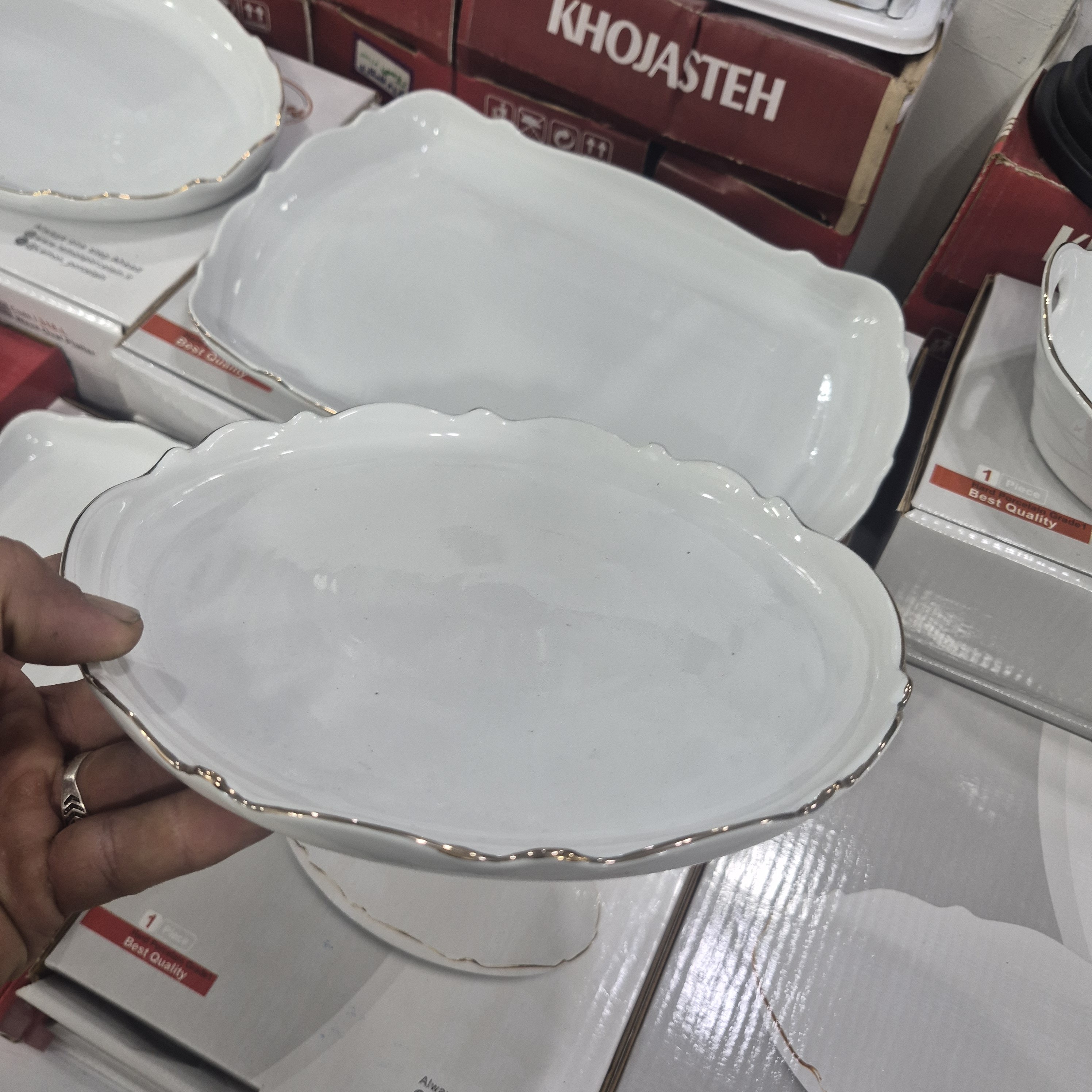 دیس گرد موج کوچک کد 313 چینی لیمون خط طلا درجه یکجدید