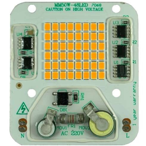 LED DOB سفید آفتابی 50W 220V پروژکتوری با درایور داخلی سایز 6052 دارای مدار حفاظتی Anti Surgeجدید
