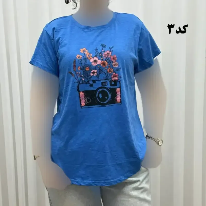 تیشرت طرحدار وارداتی نخ پنبه چهارفصل زنانه دخترانه سایز S تا XXXL کد 1175جدید