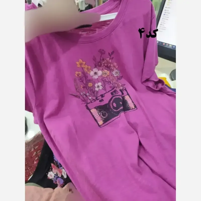 تیشرت طرحدار وارداتی نخ پنبه چهارفصل زنانه دخترانه سایز S تا XXXL کد 1175جدید