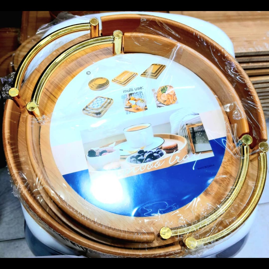 سینی بامبو دسته طلایی دو تاییجدید
