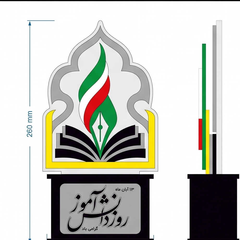 تندیس 13 آبان و روز دانش آموز (طرح کتاب و قلم)جدید
