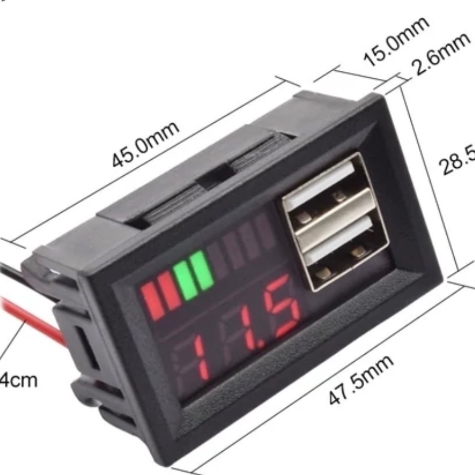 ماژول نمایشگر شارژ باطری 36-12 ولت ، دو خروجی USBجدید