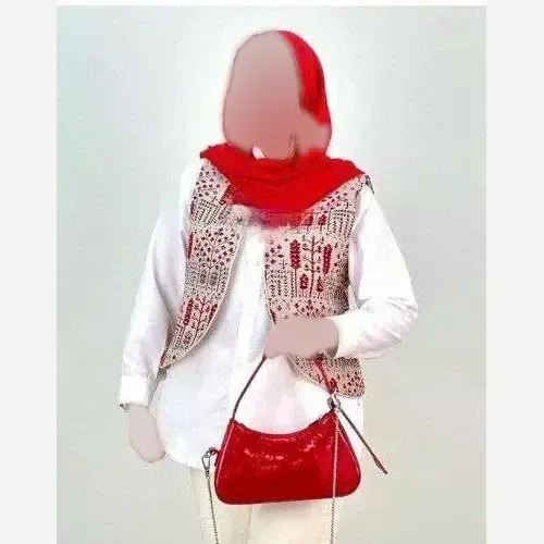 جلیقه زنانه دخترانه مجلسی گلیمی گرم بالا سرخ و آبی فری سایزجدید