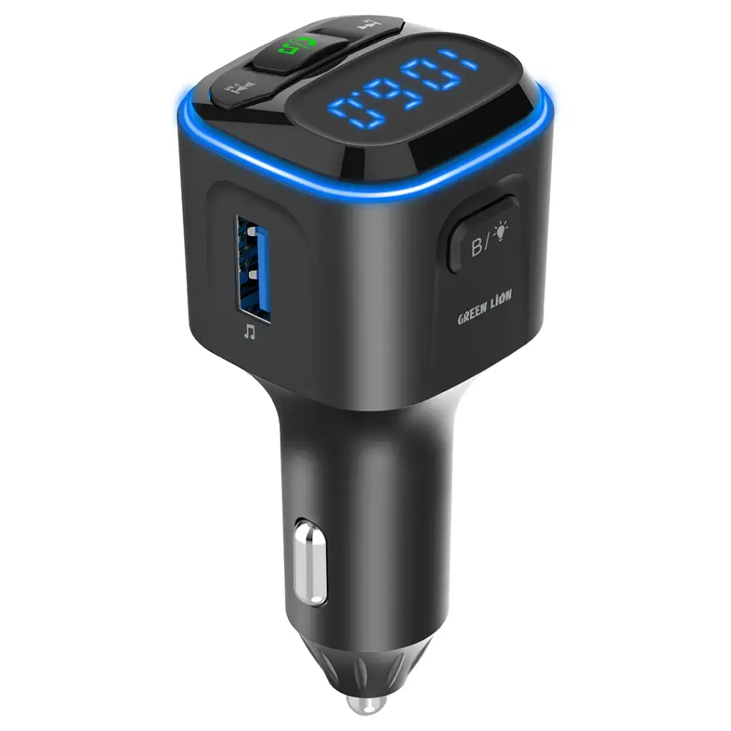 شارژر فندکی Green Lion FM Transmitter دو پورت با Bluetooth 5.3 و توان 36Wجدید