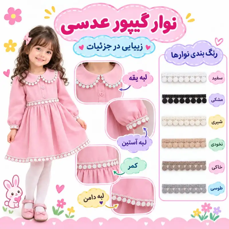نوار گیپور عدسی نخودی (3متری)جدید