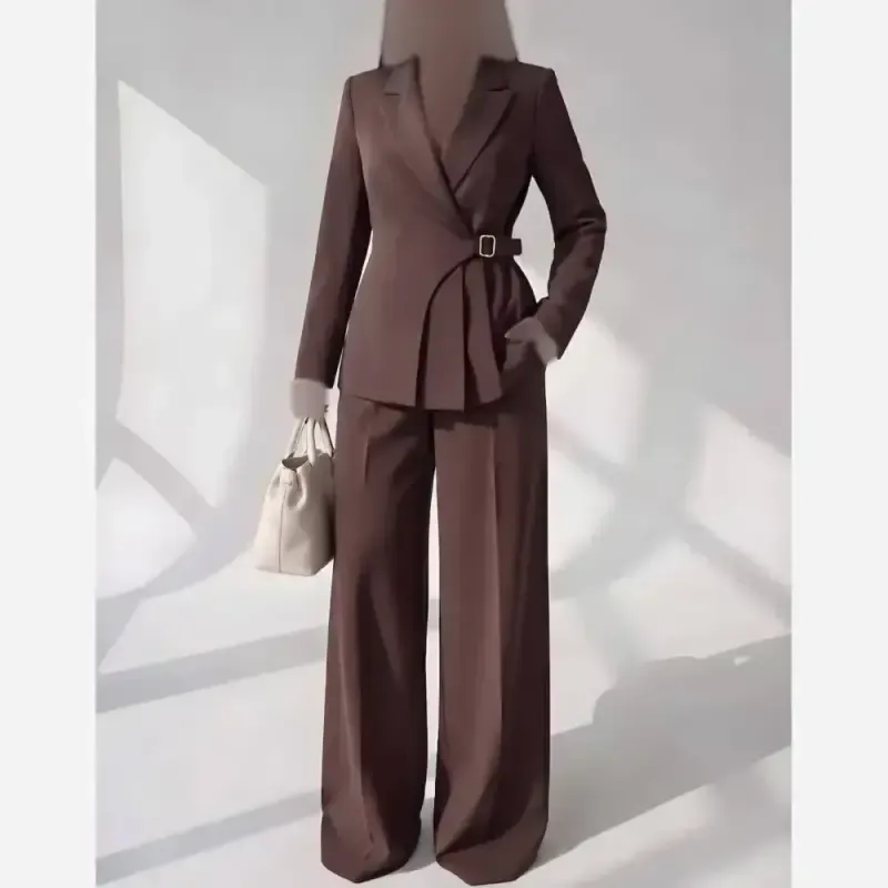 کت شلوار سگک دار پینترستی کرپ مازراتی زنانهجدید