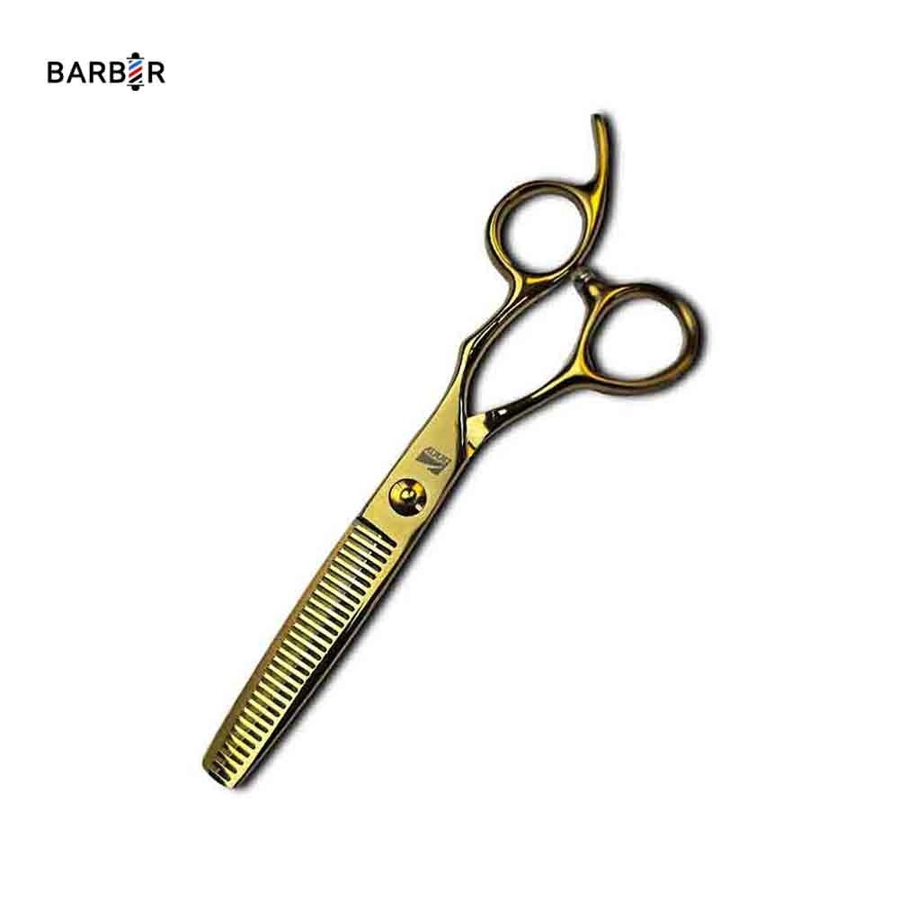 قیچی پیتاژ آرایشگری فینی 5.5 اینچ شیار دار طلاییجدید
