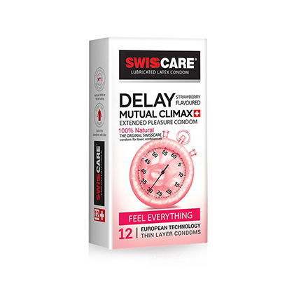 کاندوم تاخیری توت فرنگی سوئیس کر Delay Mutual Climax بسته 12 عددی