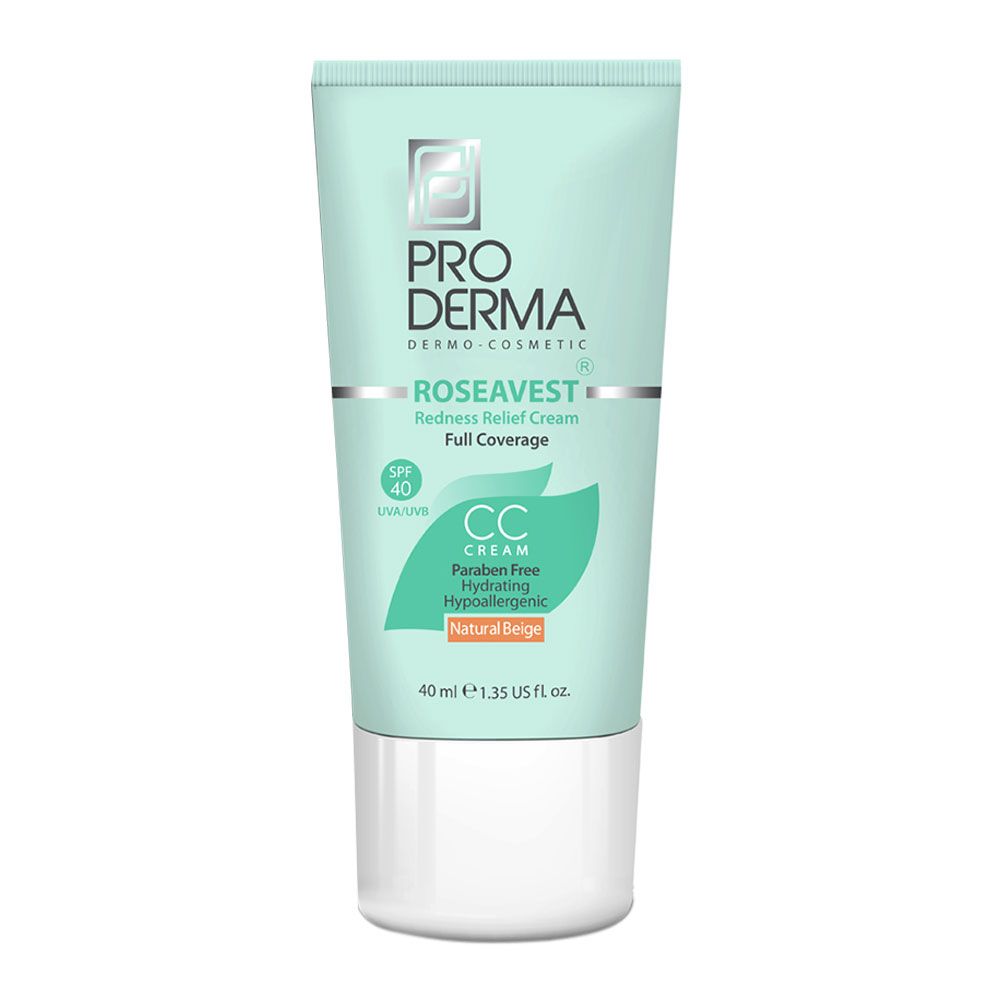 کرم مرطوب کننده رنگی ضد قرمزی رزاوست SPF40 پرودرما بژ طبیعی 40 میل