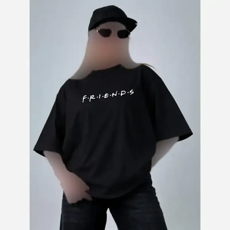 تیشرت لش پنبه طرح friends باکسی قواره دارجدید