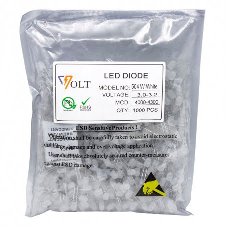 OVAL LED سفید 5mm برند VOLT بسته 1000 تاییجدید