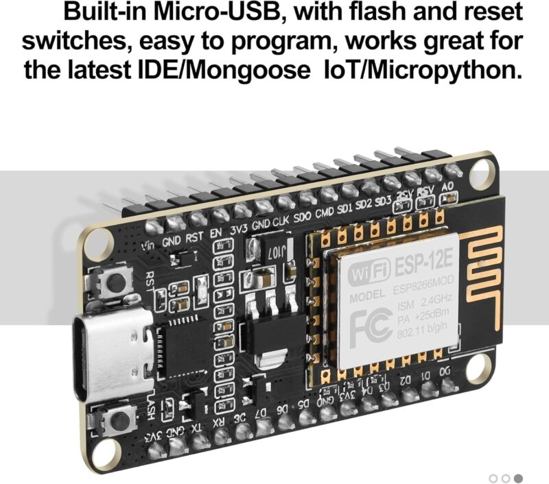برد توسعه NodeMcu دارای هسته وای فای ESP8266 و مبدل CP2102 رابط تایپ Cجدید