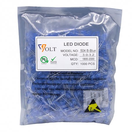 OVAL LED آبی 5mm برند VOLT بسته 1000 تاییجدید