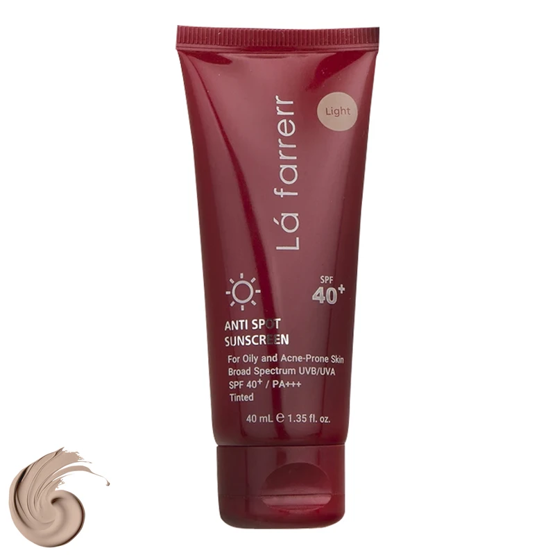 ضد آفتاب و ضد لک رنگی لافارر SPF40 مناسب پوست چرب و آکنه دار حجم 40 میلی لیتر