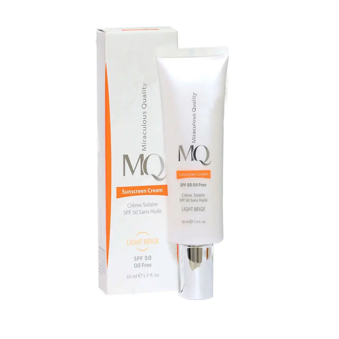 ام کیو کرم ضد آفتاب فاقد چربی رنگ بژ طبیعی با SPF +50