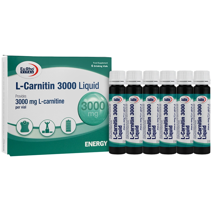 ویال خوراکی ال کارنیتین 3000 میلی گرم یوروویتال 6 عددی