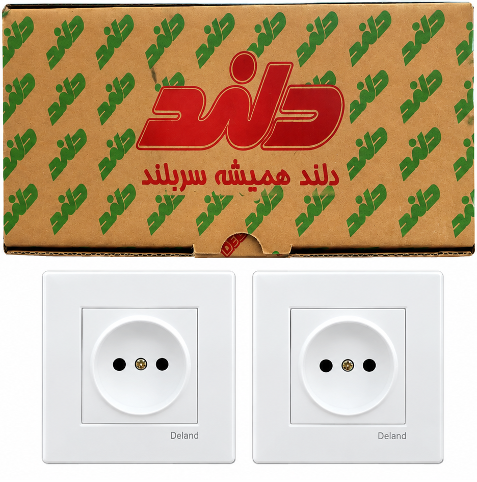 پریز برق محافظ دار دلند مدل آسا سفید بسته 2 عددیجدید