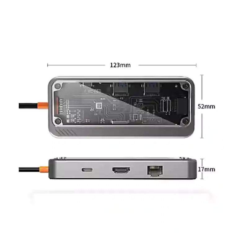 هاب تایپ سی 8 پورت شفاف کوتتسی Coteetci 8 IN 1 MULTIFUNCTIONAL DOCKING STATION 16016جدید