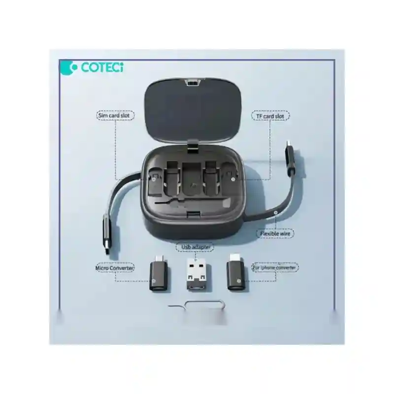 پک چند منظوره کابل و تبدیل کوتسی COTECI MULTIFUNCTIONAL TELESCOPIC CORD STORAGE BOX 87701 - مشکیجدید