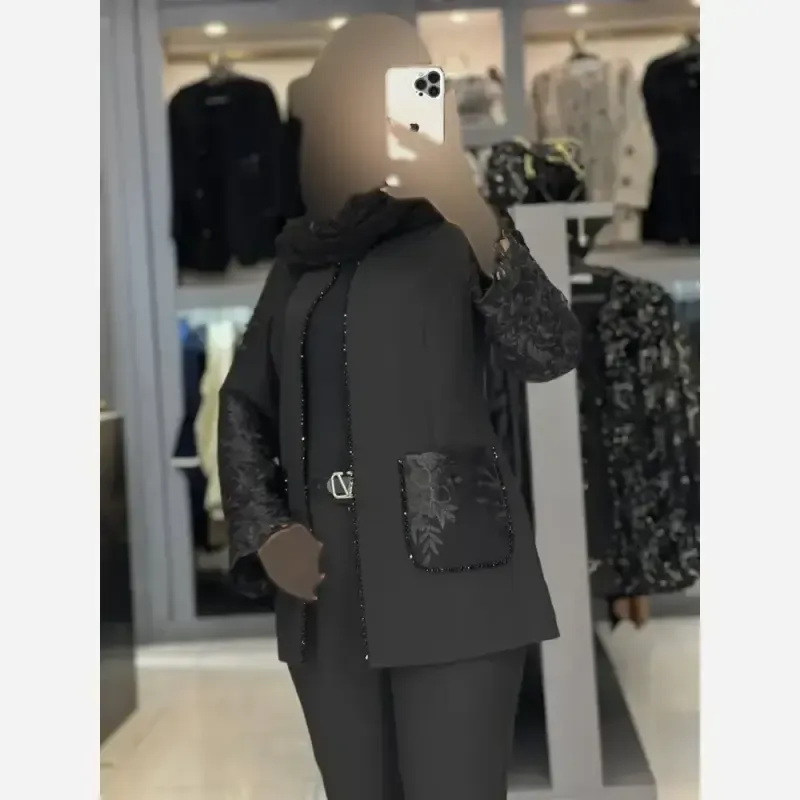 کت شلوار مجلسی گیپوری زنانه مازراتی مشکیجدید
