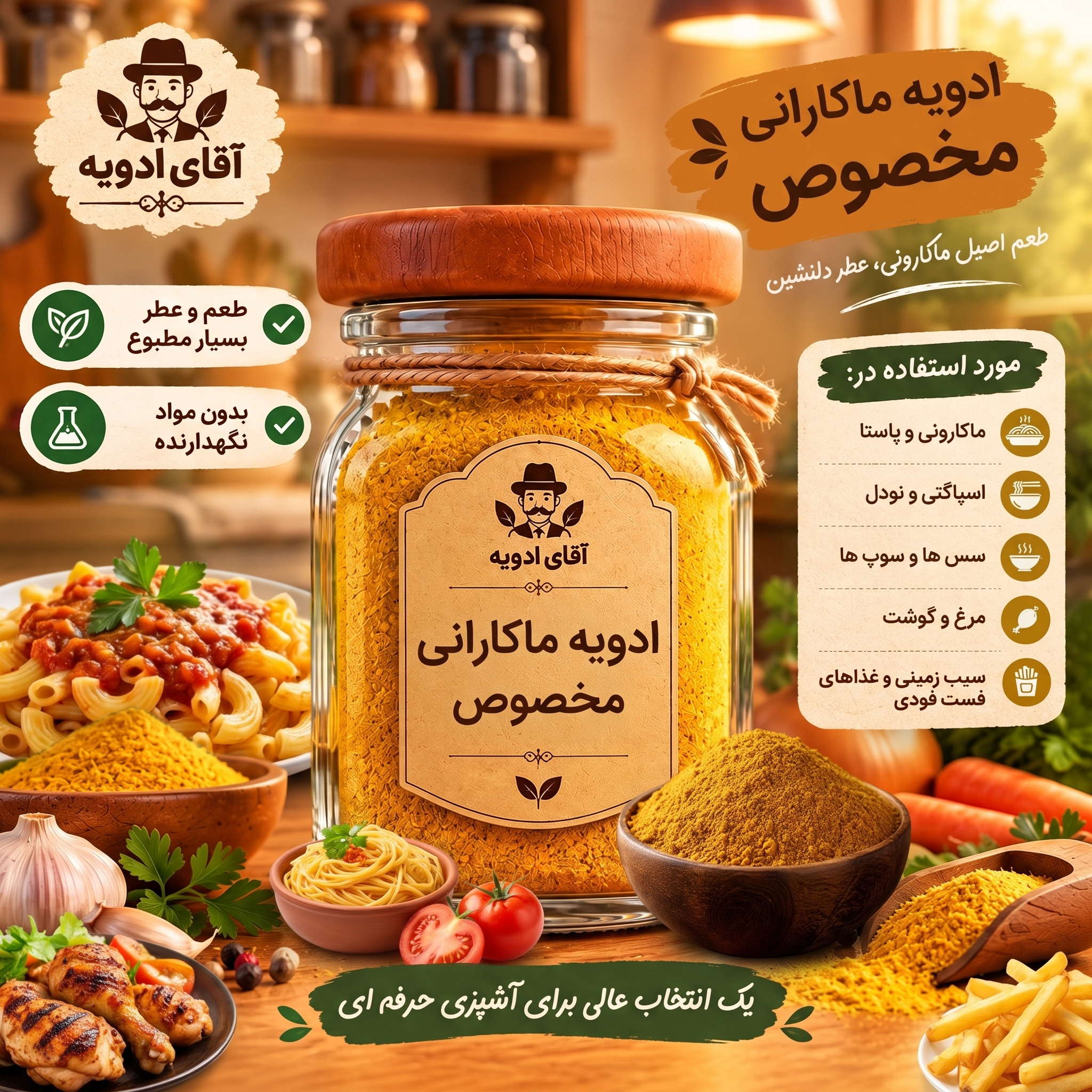 ادویه ماکارانی مخصوص در بسته بندی(500/250/100/50) گرمی