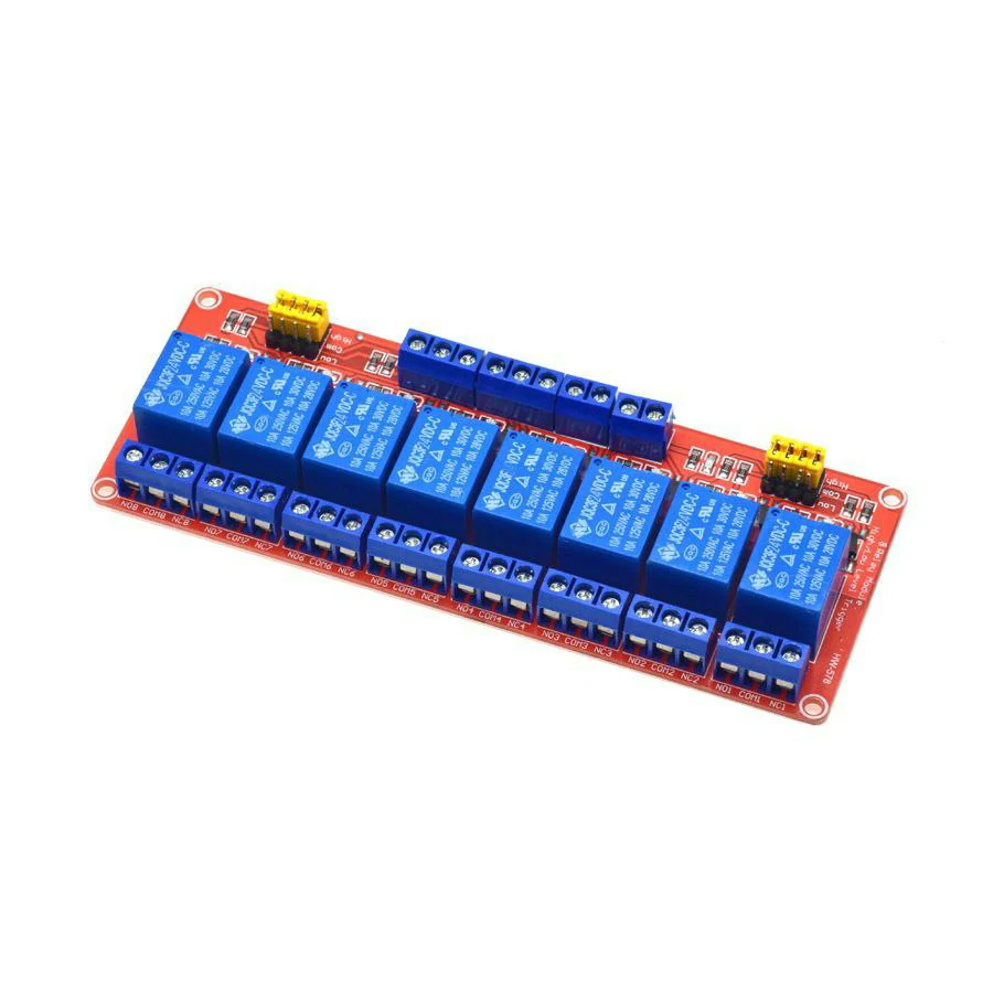 ماژول رله 8 کانال 12V (برد قرمز) با ورودی اپتوکوپلرجدید