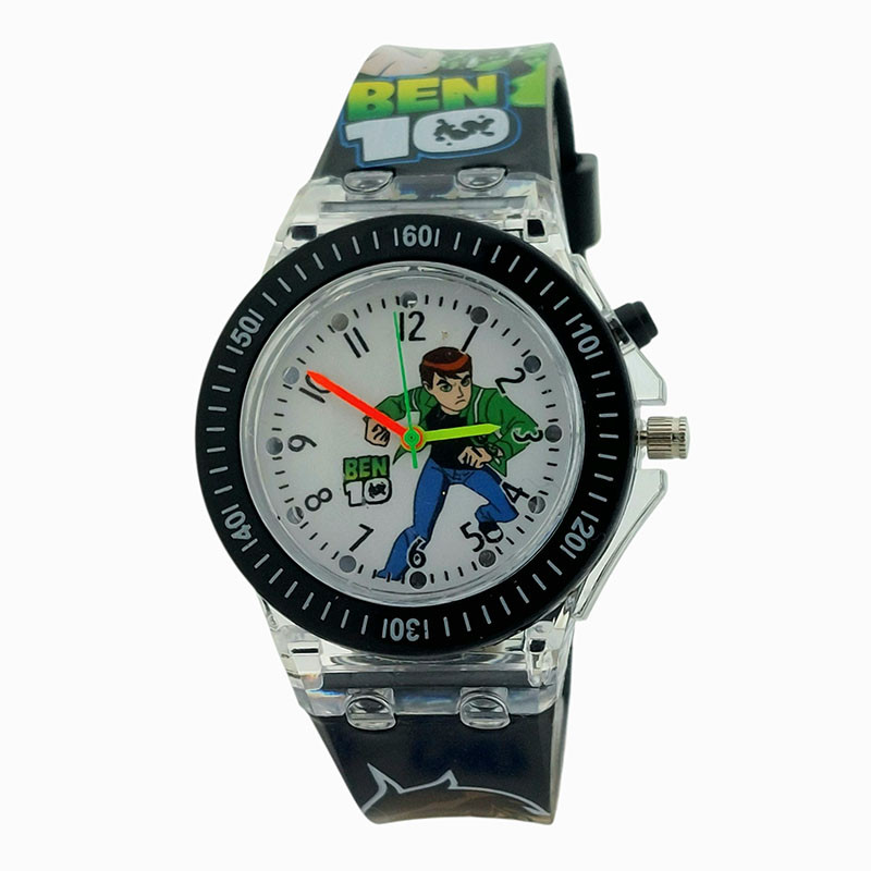 ساعت مچی عقربهای کوارتز پسرانه مدل موزیکال چراغ دار کد BEN10-3جدید