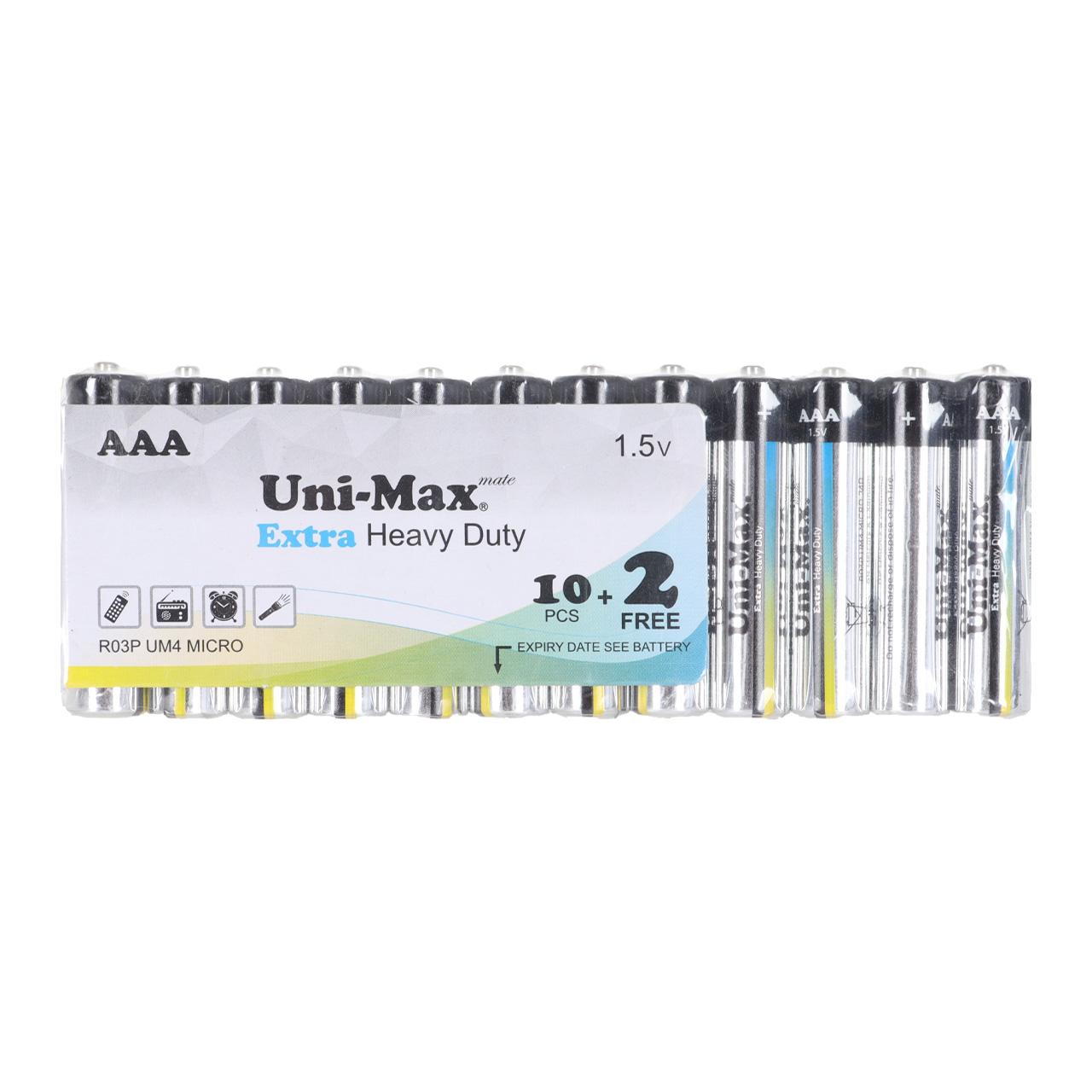 باتری نیم قلم Uni-Max AAA مدل Extra Heavy Duty R03P (شرینگ بسته 12 عددی)جدید