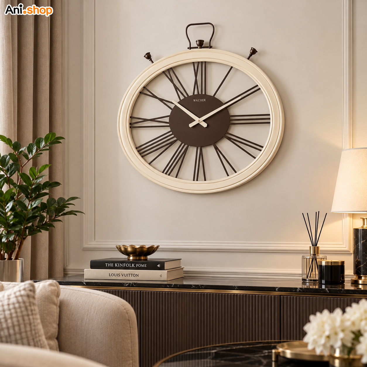 ⭐️ ساعت دیواری قطر 65 ترکیب چوب و فلز E6563_NEجدید