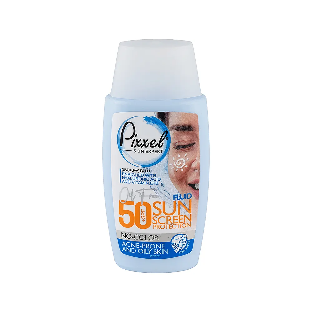 ⭐️ کرم ضد آفتاب بدون رنگ مناسب پوست های چرب، جوش دار و مختلط با SPF 50 پیکسل