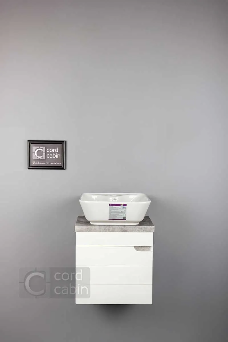 روشویی کابینتی طرح 32 در 40 سفید پتینه با کاسه مربع سفید گاتریاجدید