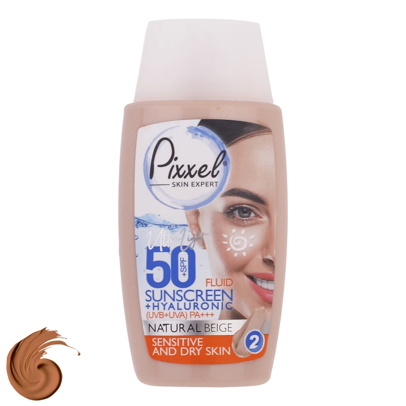 کرم ضد آفتاب پوست خشک بژ طبیعی spf 50 پیکسل حجم 50 میلی