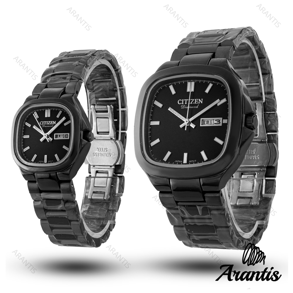 ساعت ست سیتیزن diamond تمام مشکی مربعی s-10223