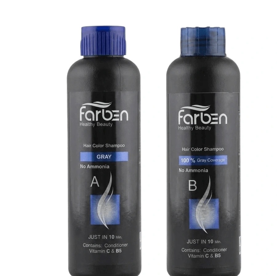 شامپو رنگ مو فاربن (Farben) کد 03 رنگ خاکستری بسته 2 عددی حجم 150 میلیلیتر