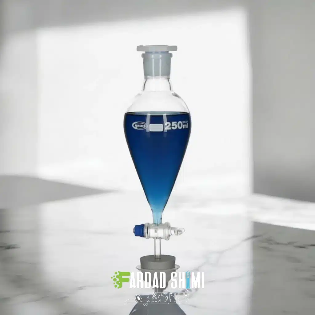 قیف دکانتور شیشه ای شیر تفلونی