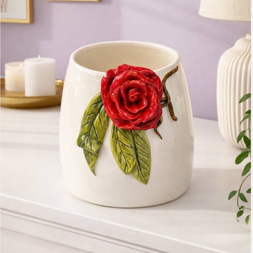 گلدان گل رز سرامیکی دستسازجدید
