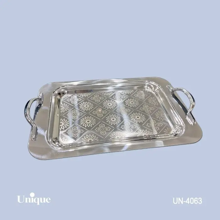 سینی براق استیل یونیک بدون پایه بزرگ مدل UN-4063جدید
