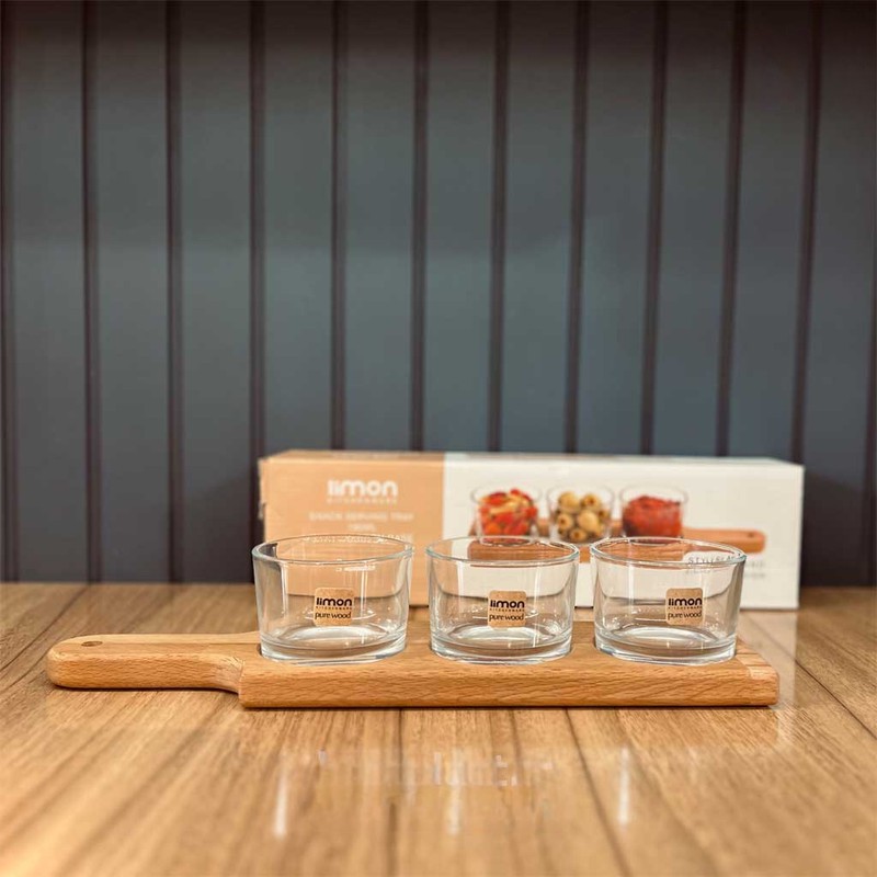 اردوخوری لیمون مدل گرد پایه چوبی مجموعه 4 عددیجدید