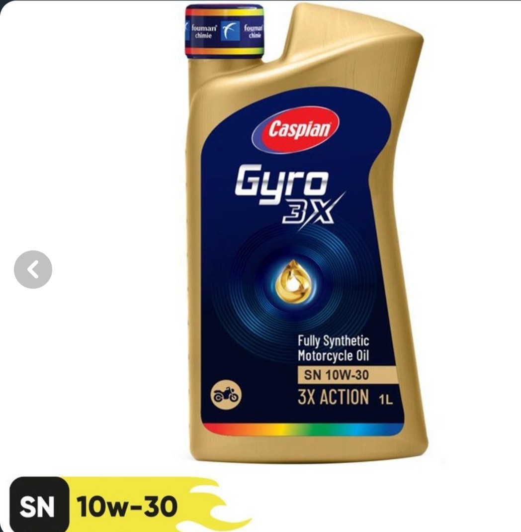 روغن موتور سیکلت کاسپین مدل Gyro 3X (جایرو 3ایکس) با گرانروی 10W-30 و سطح کیفیت SN کد 1456 725 600جدید