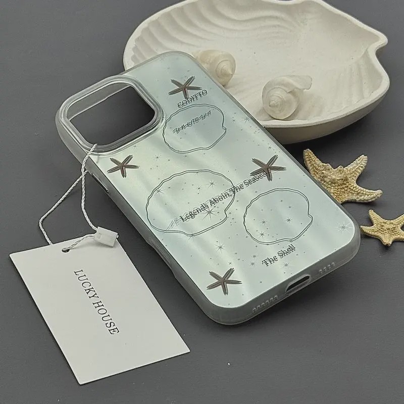 قاب گوشی iPhone 16 Pro Max آیفون لیزری براش لوکس دور مات لنز برجسته دکمه کرومی طرح ستاره دریایی کد E35-1007219جدید