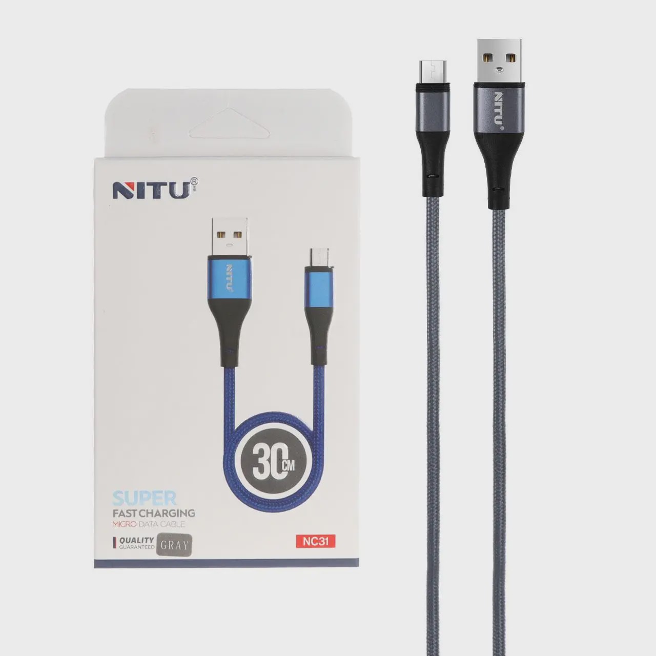 کابل شارژ پاوربانک فست اندروید NITU مدل NC31 - خاکستری (گارانتی 18 ماه تعویض نیکان همراه) آوانور - پس کرایه