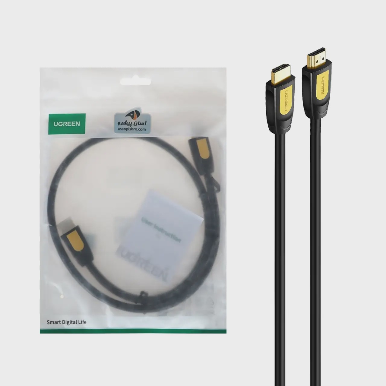 کابل 0.75 متری UGREEN HDMI مدل HD101 - مشکی(10151) آوانور - پس کرایهجدید