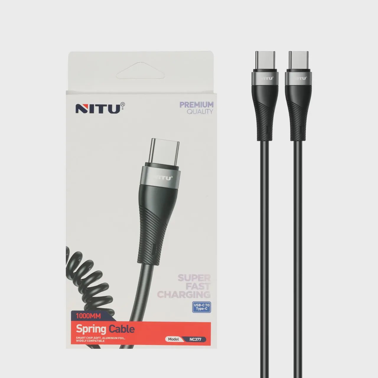 کابل شارژ فست Nitu Type-C To Type-C مدل NC377 - مشکی (گارانتی 18 ماه تعویض نیکان همراه) آوانور - پس کرایه