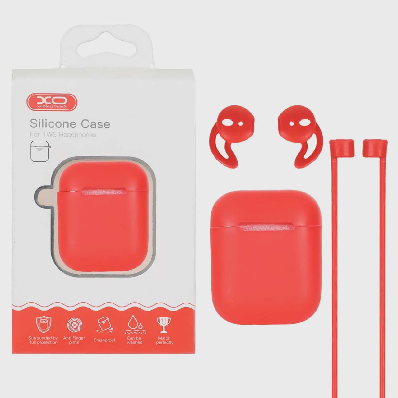 کاور ایرپاد سیلیکونی XO مدل Apple Airpods 1 2 - قرمز (پک دار) آوانور - پس کرایه