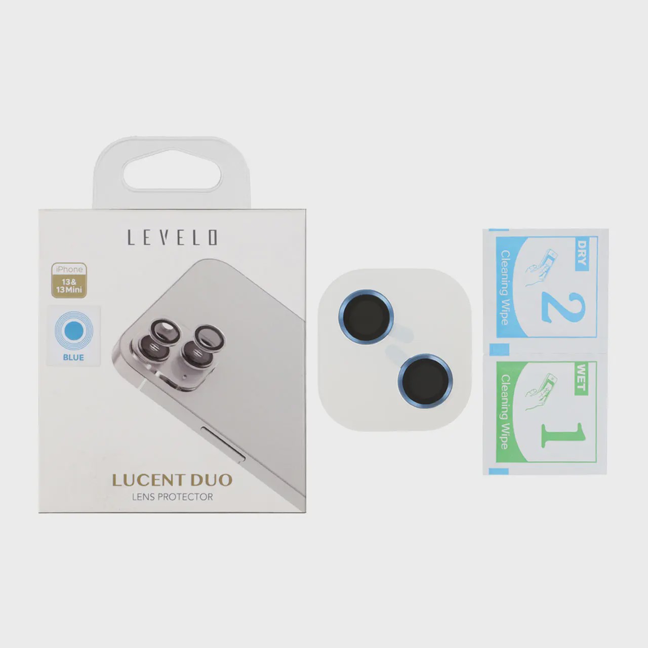 محافظ لنز رینگی اورجینال Levelo شابلون دار Apple iPhone 13 iPhone 13 Mini - آبی (پک دار) آوانور - پس کرایهجدید