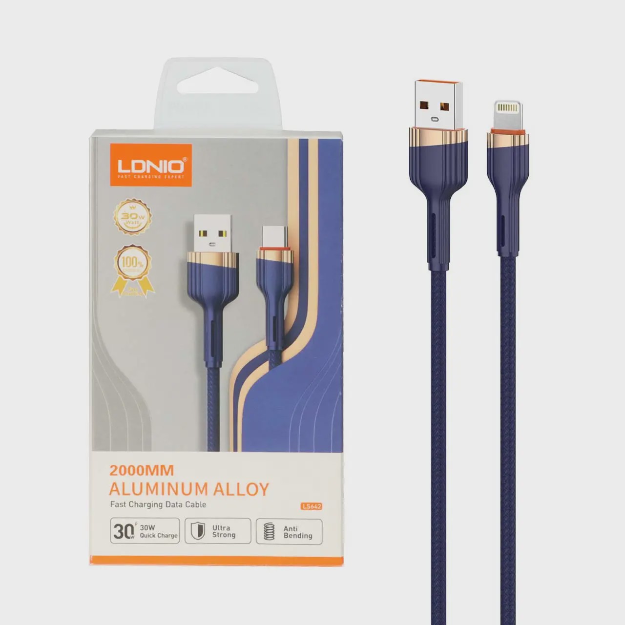 کابل شارژ فست 2 متری آیفون LDNIO مدل LS642 - سرمه ای (اصلی) آوانور - پس کرایهجدید