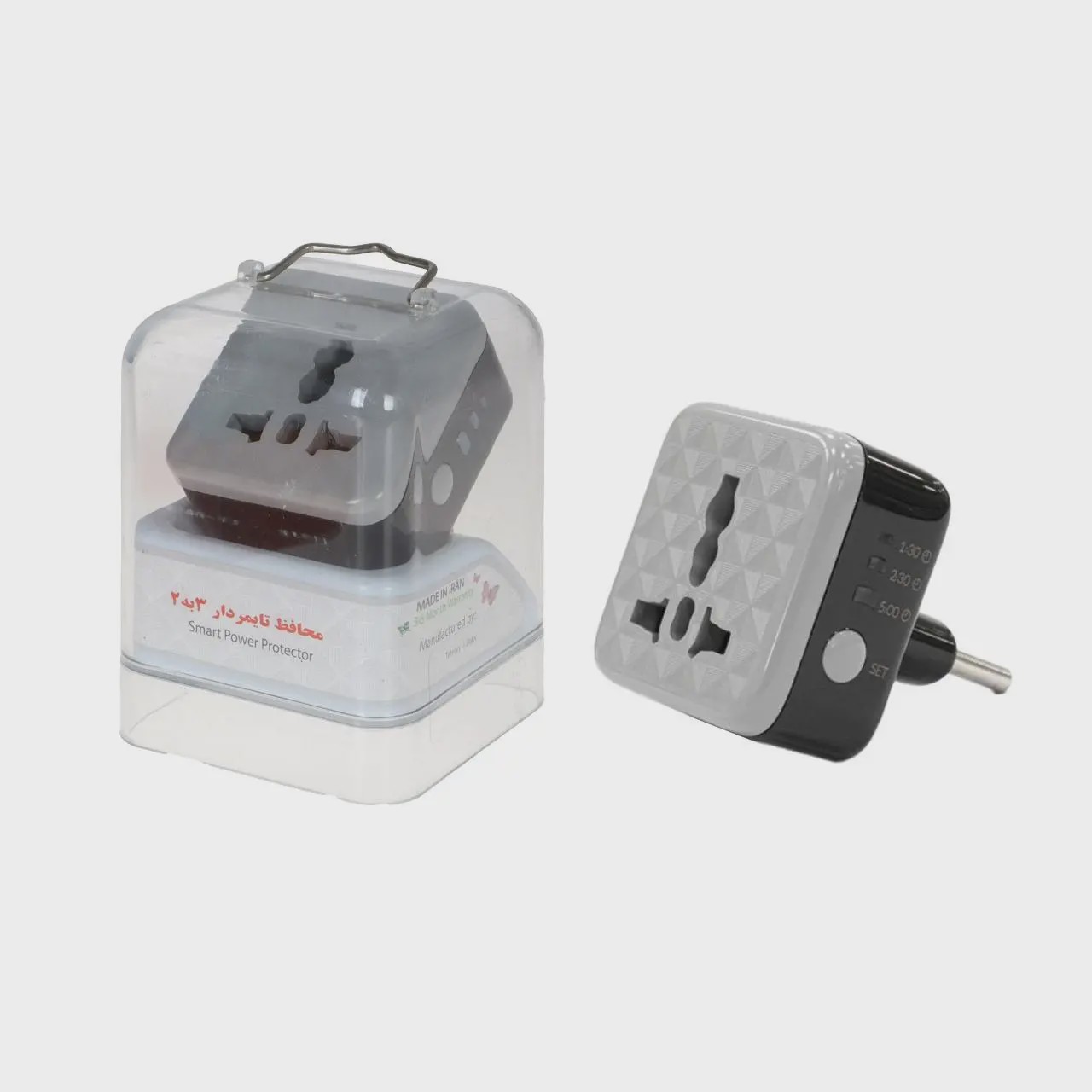 تبدیل برق 3 به 2 تایمردار AZR مدل M120 - مشکی (گارانتی شش ماهه AZR) آوانور - پس کرایهجدید